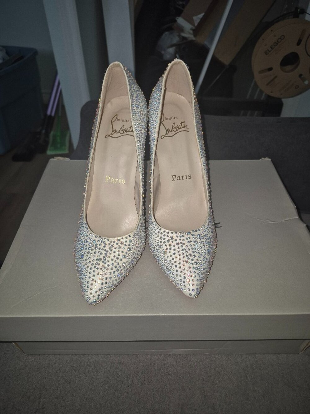 Christian Louboutin Kate Strass 100 Crystal Pumps EU39-US8.5